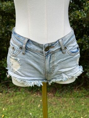 PACSUN Bullhead Distressed Denim Low Rise Jean Shorts Size 1